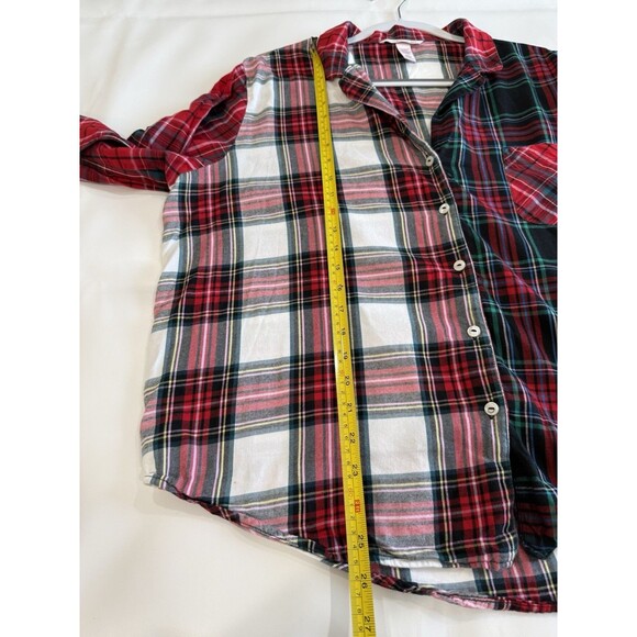 Victoria Secret Pajama Button Top Women’s Sz Large Multicolor Red Plaid Flannel - Picture 5 of 7